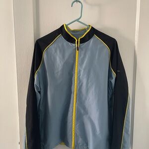 Burberry Black and Blue Golf Windbreaker with Yellow Trim